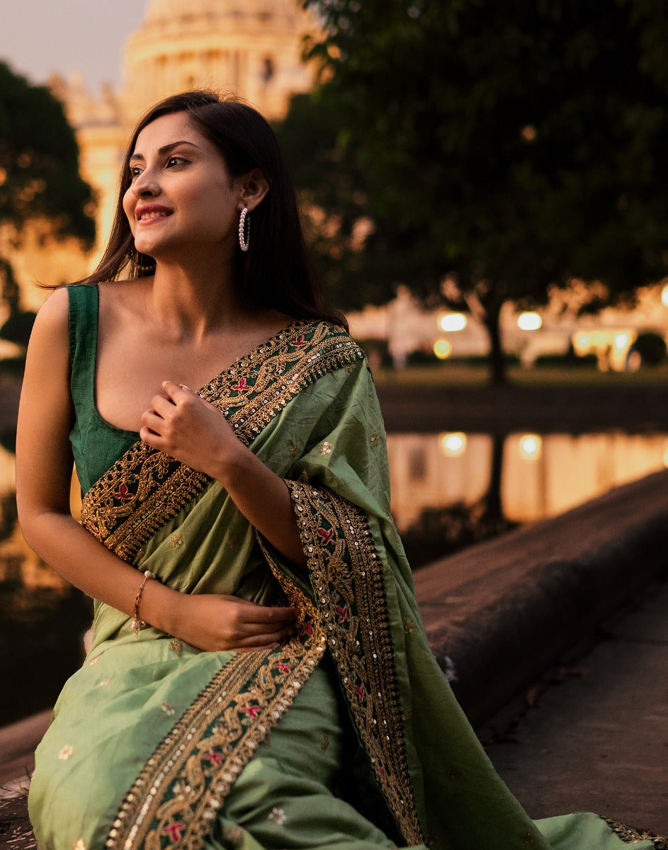 Pista Green Silk Saree | Sudathi