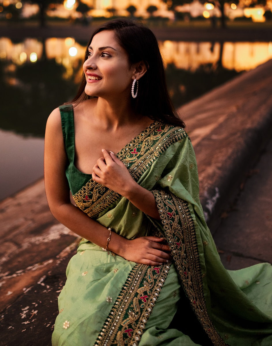 Pista Green Silk Saree | Sudathi