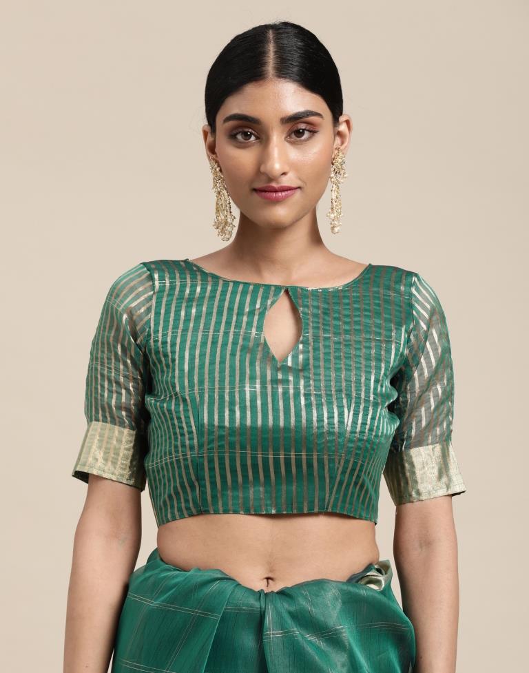 Sacramento Green Organza Woven Plain Saree | Sudathi