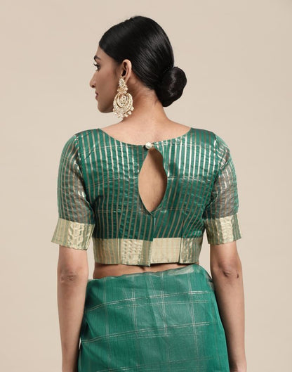 Sacramento Green Organza Woven Plain Saree | Sudathi