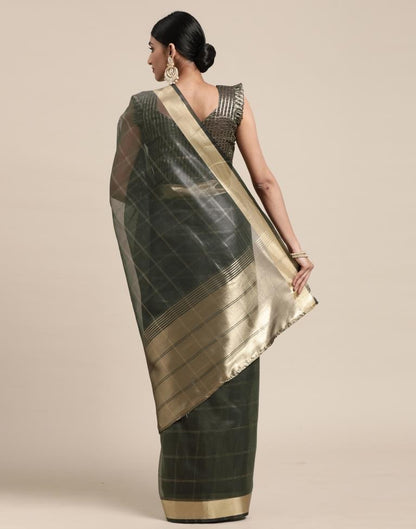 Grey Organza Woven Plain Saree | Sudathi