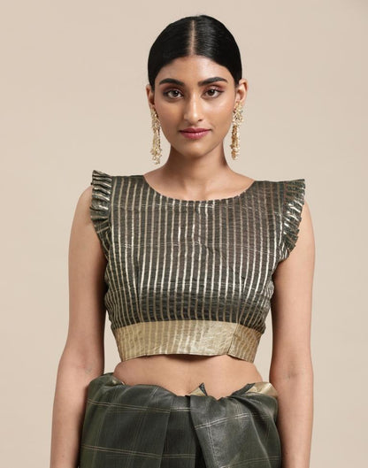 Grey Organza Woven Plain Saree | Sudathi