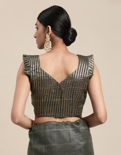 Grey Organza Woven Plain Saree | Sudathi