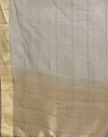 Grey Organza Woven Plain Saree | Sudathi