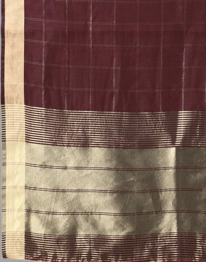 Maroon Organza Woven Plain Saree | Sudathi