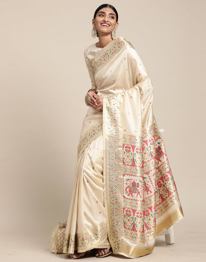 Cream Silk Saree | Sudathi