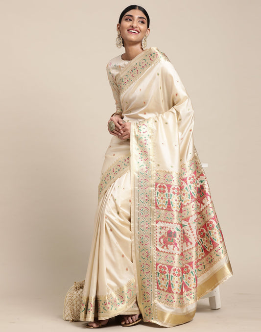 Cream Silk Saree | Sudathi