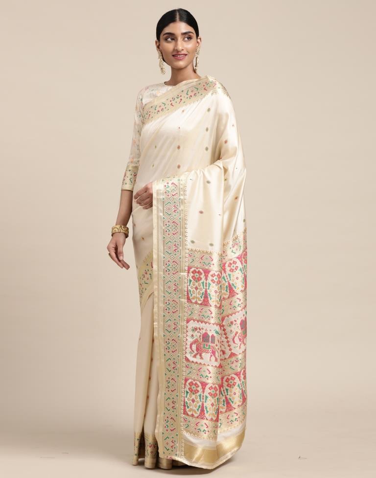 Cream Silk Saree | Sudathi