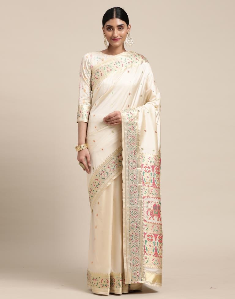 Cream Silk Saree | Sudathi