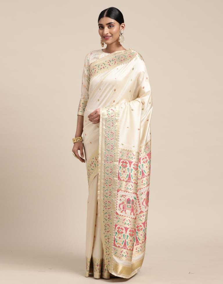 Cream Silk Saree | Sudathi