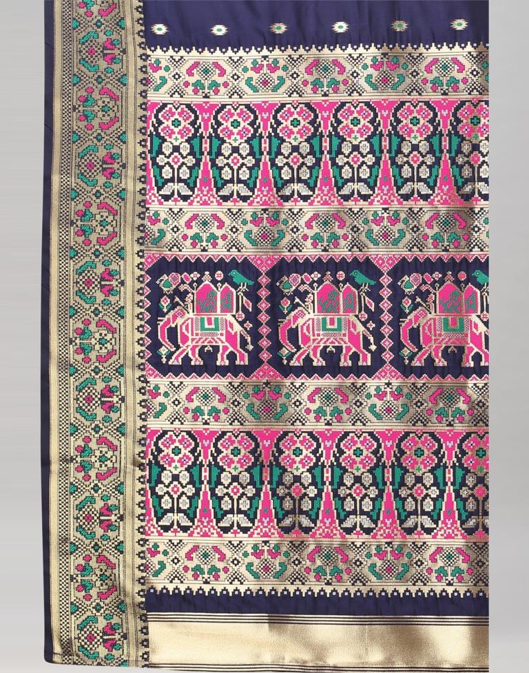 Navy Blue Cotton Silk Saree | Sudathi