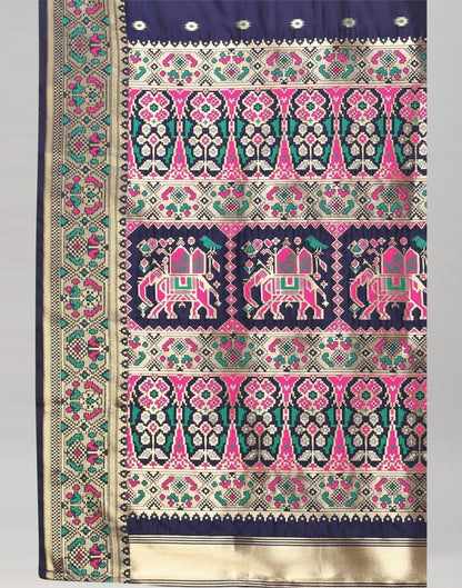 Navy Blue Cotton Silk Saree | Sudathi