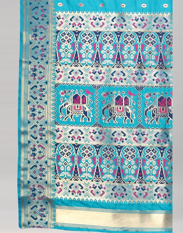 Sky Blue Cotton Silk Saree | Sudathi