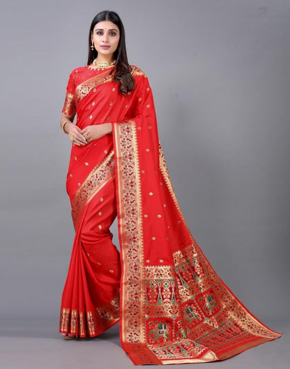 Red Cotton Silk Saree | Sudathi