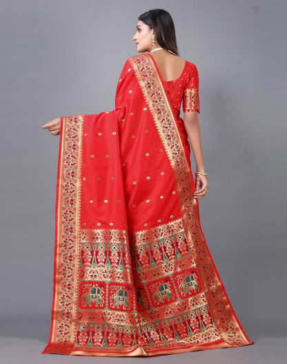 Red Cotton Silk Saree | Sudathi