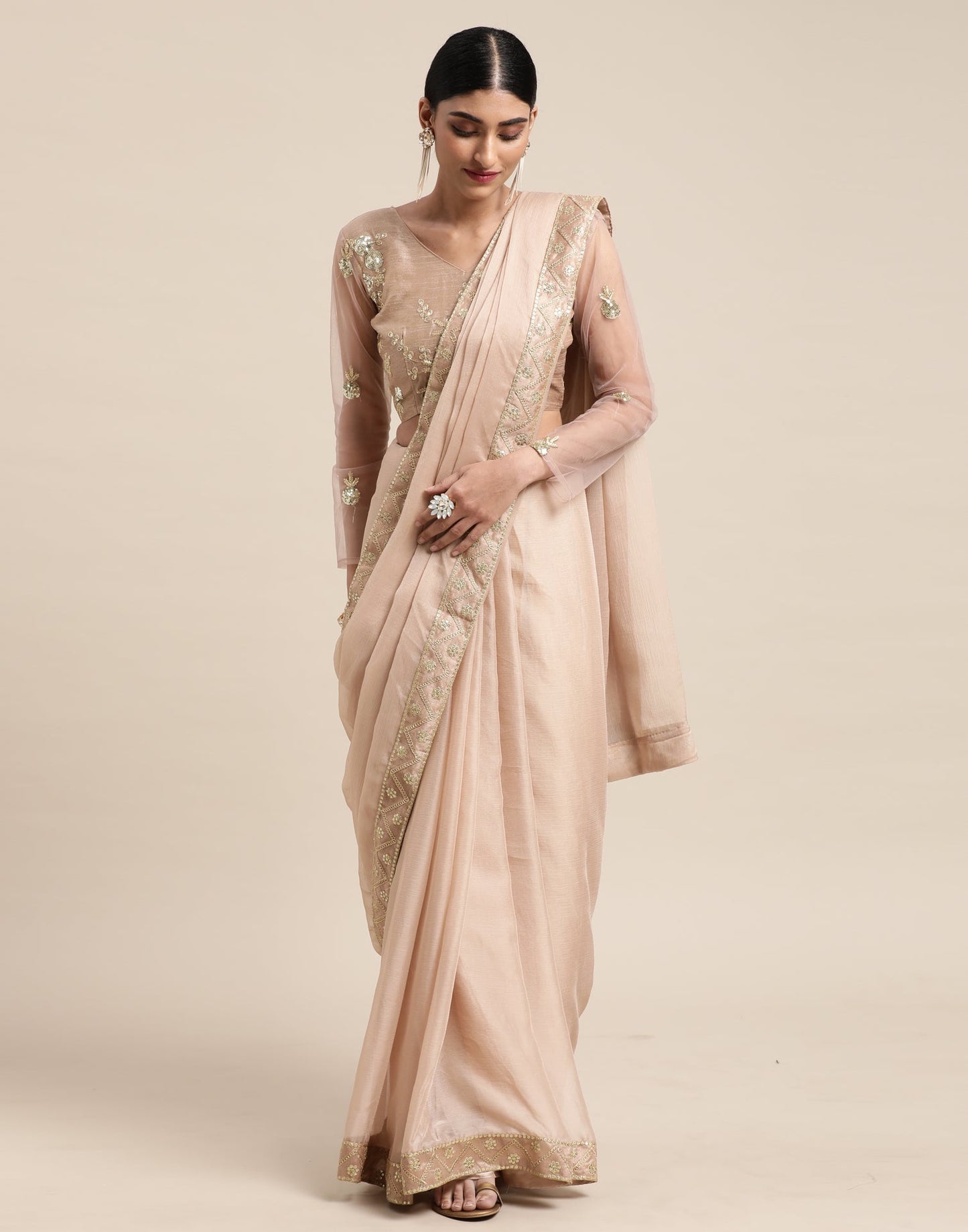 Light Brown Chiffon Saree | Sudathi