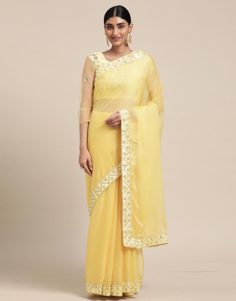 Light Yellow Chiffon Saree | Sudathi
