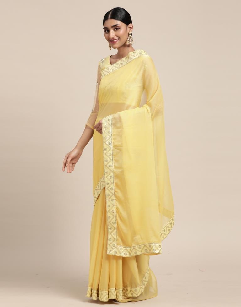 Light Yellow Chiffon Saree | Sudathi