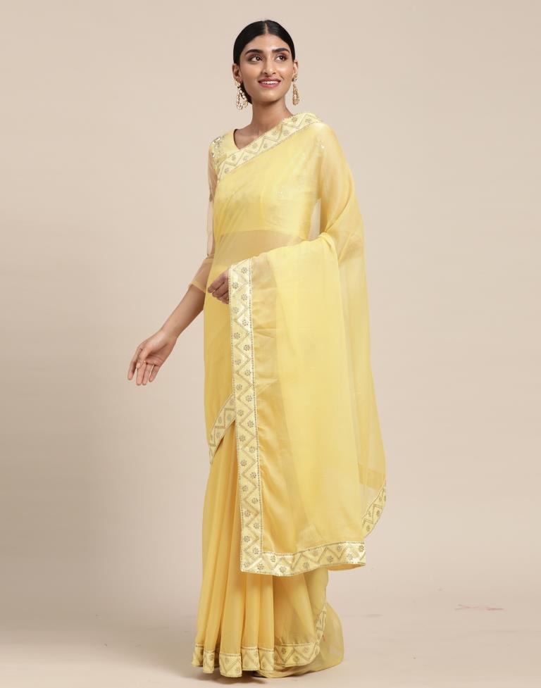 Light Yellow Chiffon Saree | Sudathi