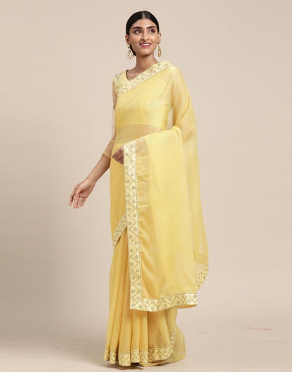 Light Yellow Chiffon Saree | Sudathi