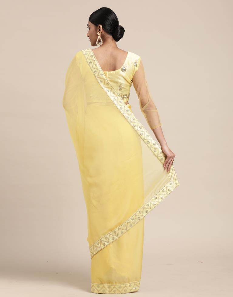 Light Yellow Chiffon Saree | Sudathi