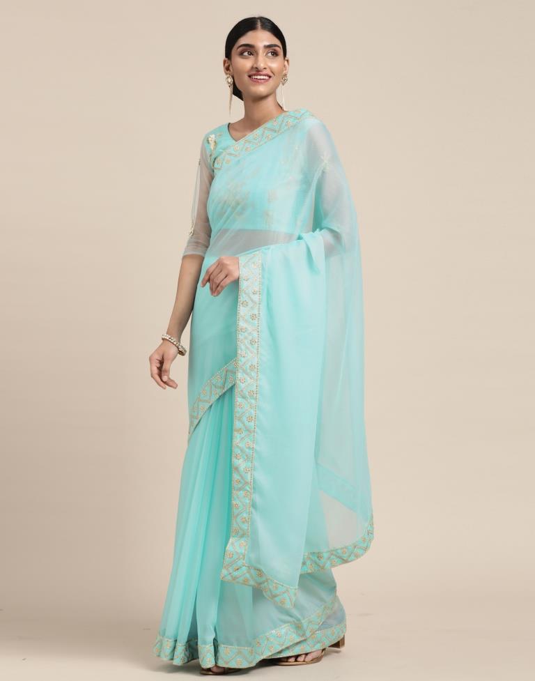 Light Blue Chiffon Saree | Sudathi