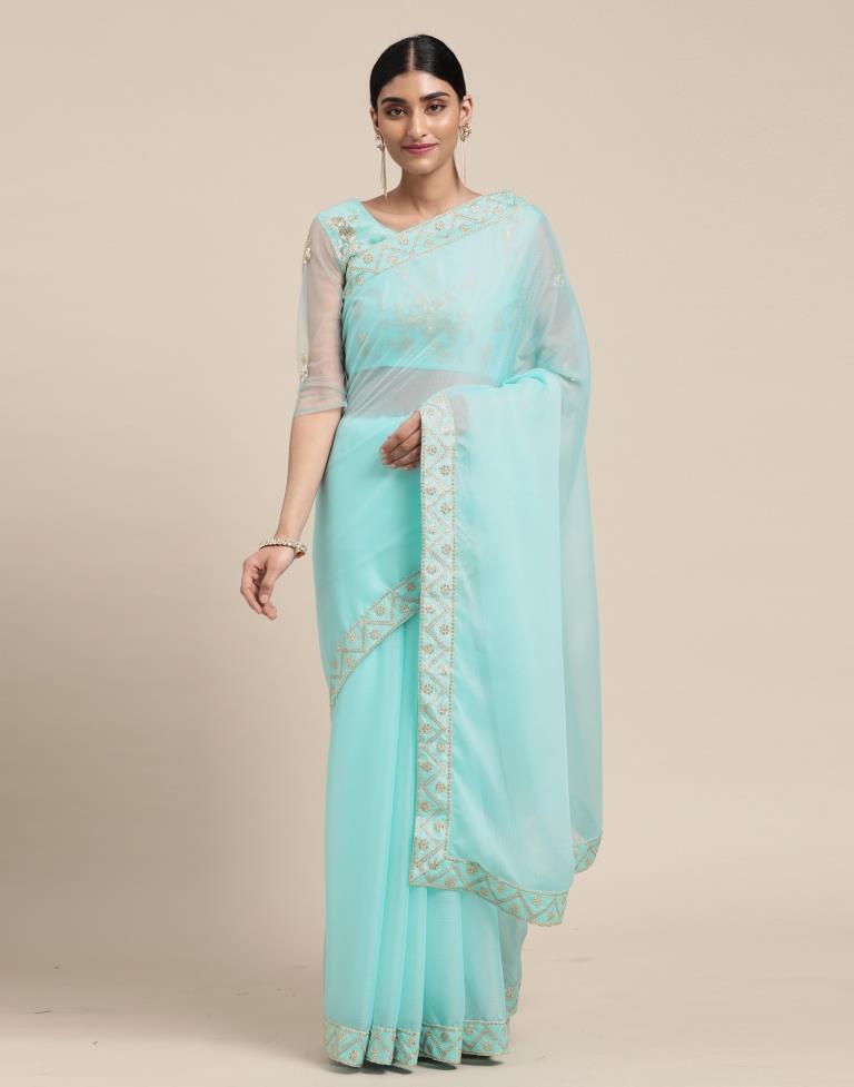Light Blue Chiffon Saree | Sudathi