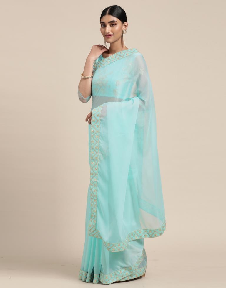 Light Blue Chiffon Saree | Sudathi