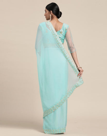 Light Blue Chiffon Saree | Sudathi