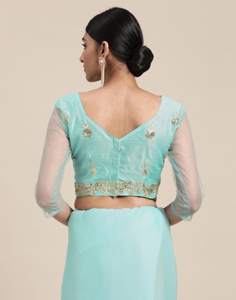 Light Blue Chiffon Saree | Sudathi