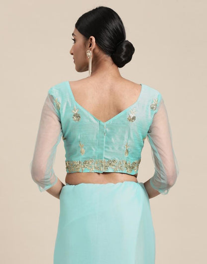 Light Blue Chiffon Saree | Sudathi