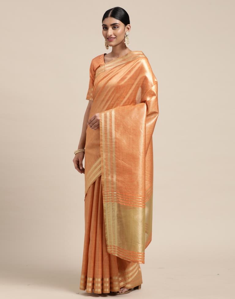 Orange And Golden Silk Saree | Sudathi