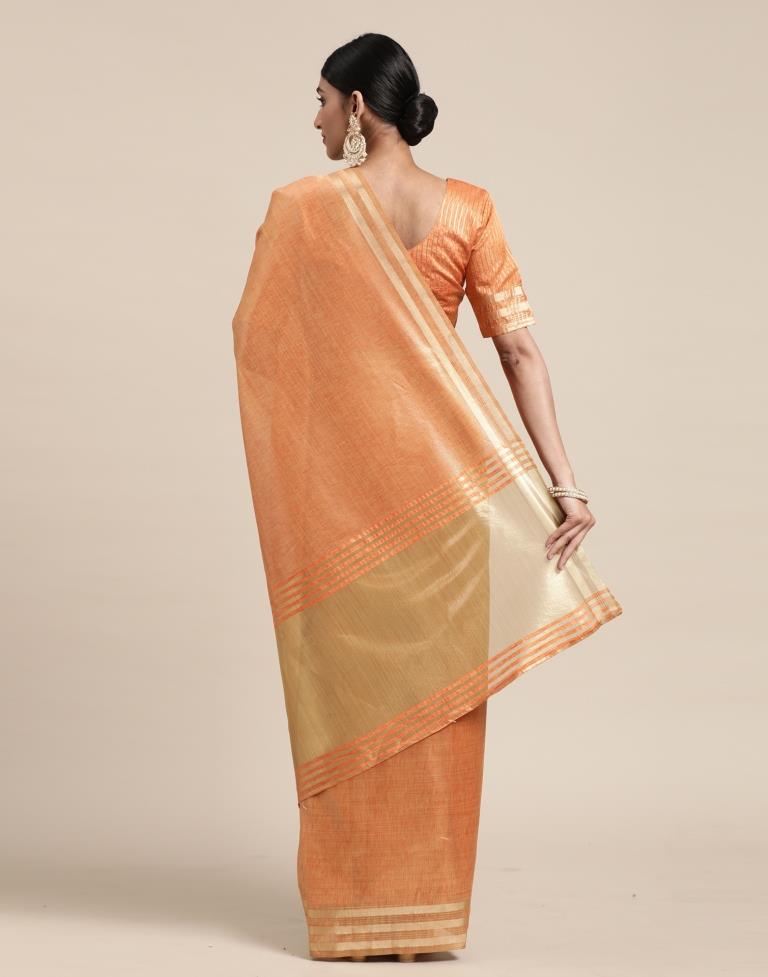 Orange And Golden Silk Saree | Sudathi