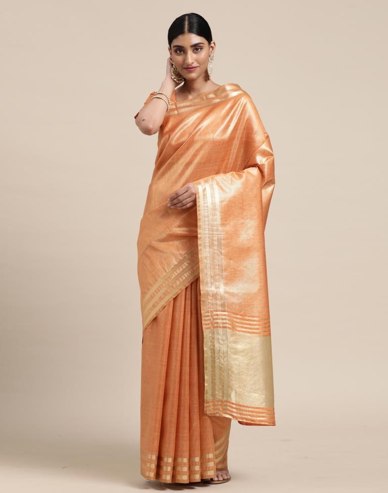 Orange And Golden Silk Saree | Sudathi