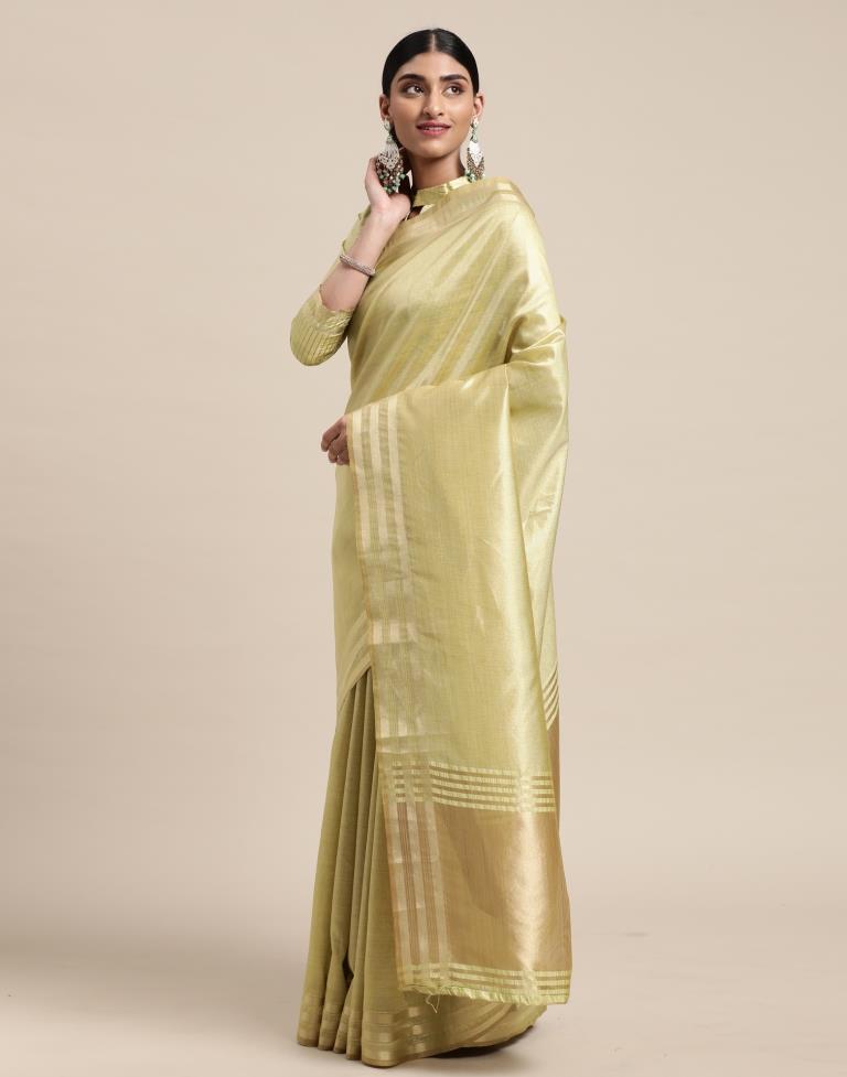 Pista And Golden Silk Saree | Sudathi