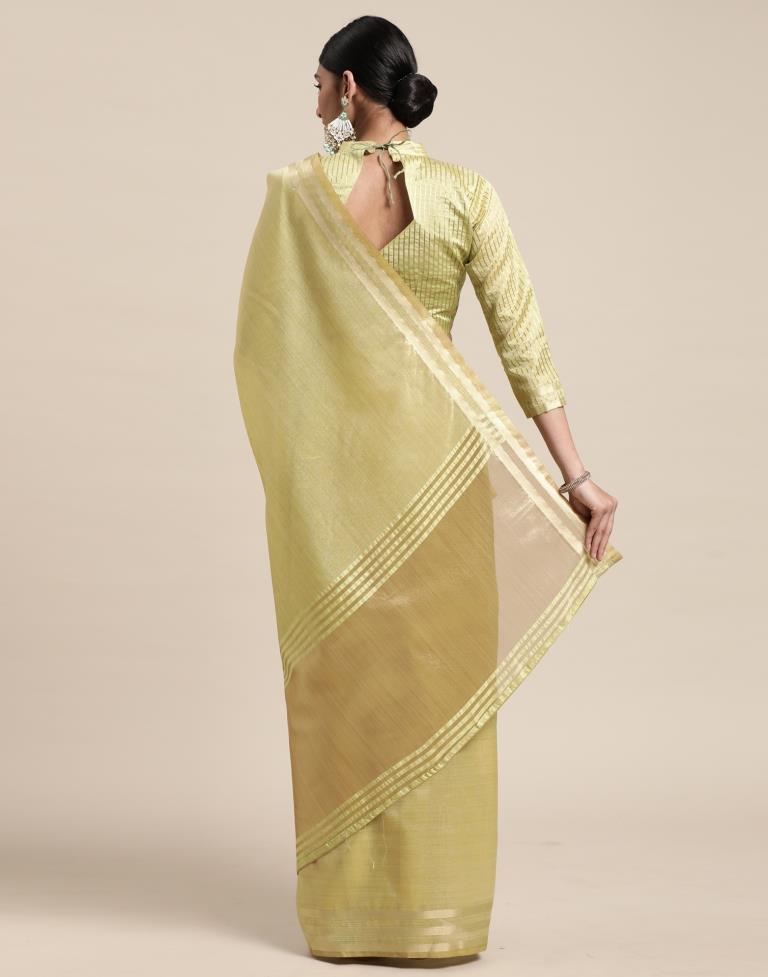 Pista And Golden Silk Saree | Sudathi