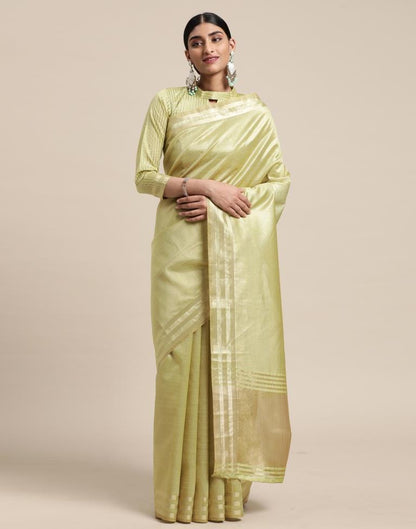 Pista And Golden Silk Saree | Sudathi