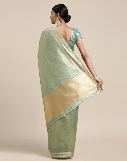 Jungle Green And Golden Silk Saree | Sudathi