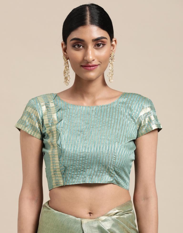 Jungle Green And Golden Silk Saree | Sudathi