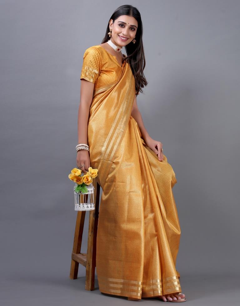 Turmeric Yellow Woven Silk Saree | Sudathi