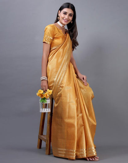 Turmeric Yellow Woven Silk Saree | Sudathi