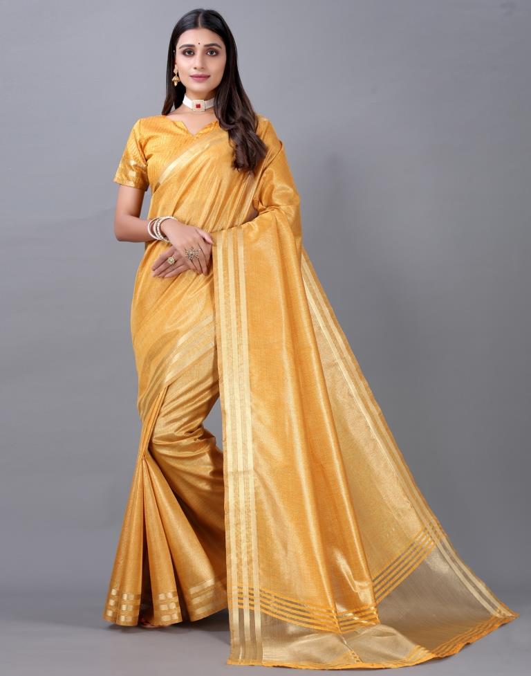 Turmeric Yellow Woven Silk Saree | Sudathi