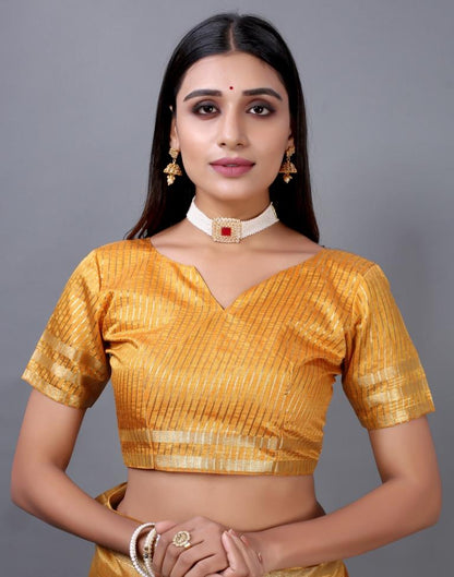 Turmeric Yellow Woven Silk Saree | Sudathi