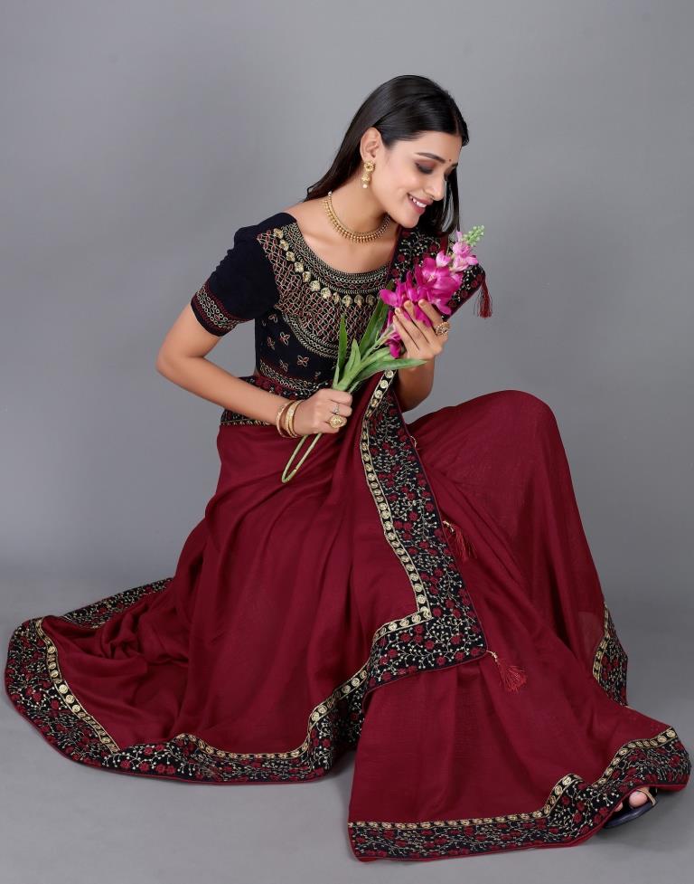 Maroon Silk Saree | Sudathi