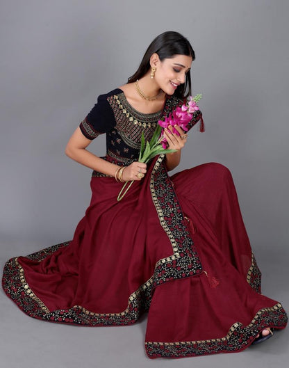Maroon Silk Saree | Sudathi