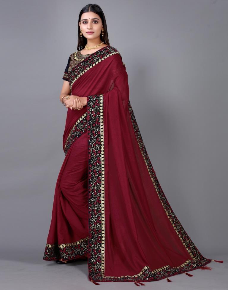 Maroon Silk Saree | Sudathi