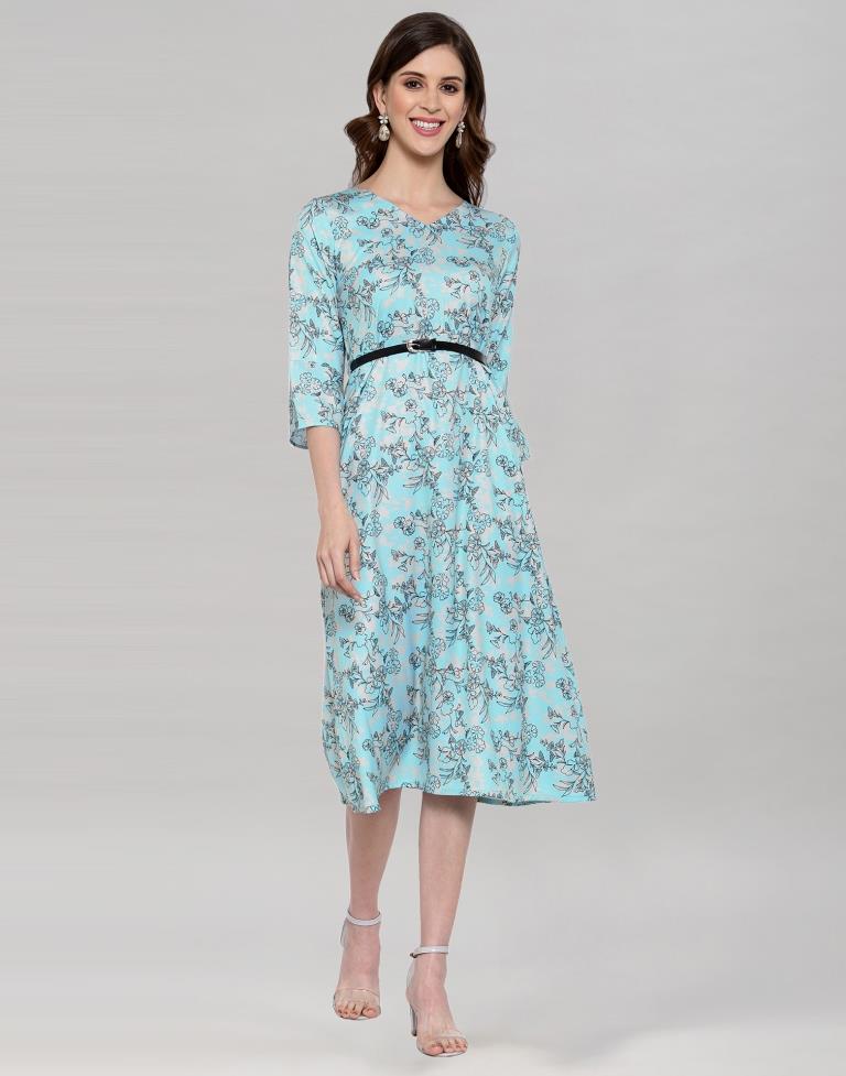 Sky Blue Printed Dress | Sudathi
