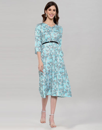 Sky Blue Printed Dress | Sudathi