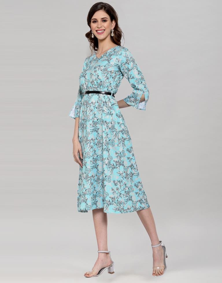 Sky Blue Printed Dress | Sudathi