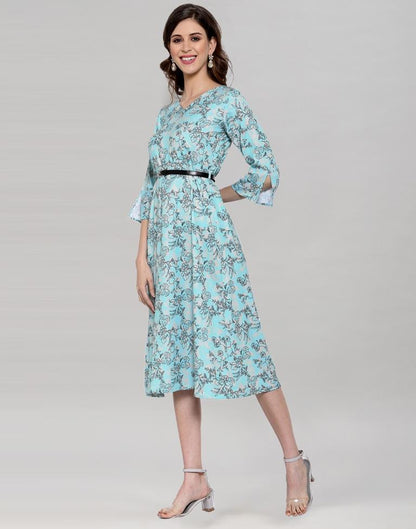 Sky Blue Printed Dress | Sudathi
